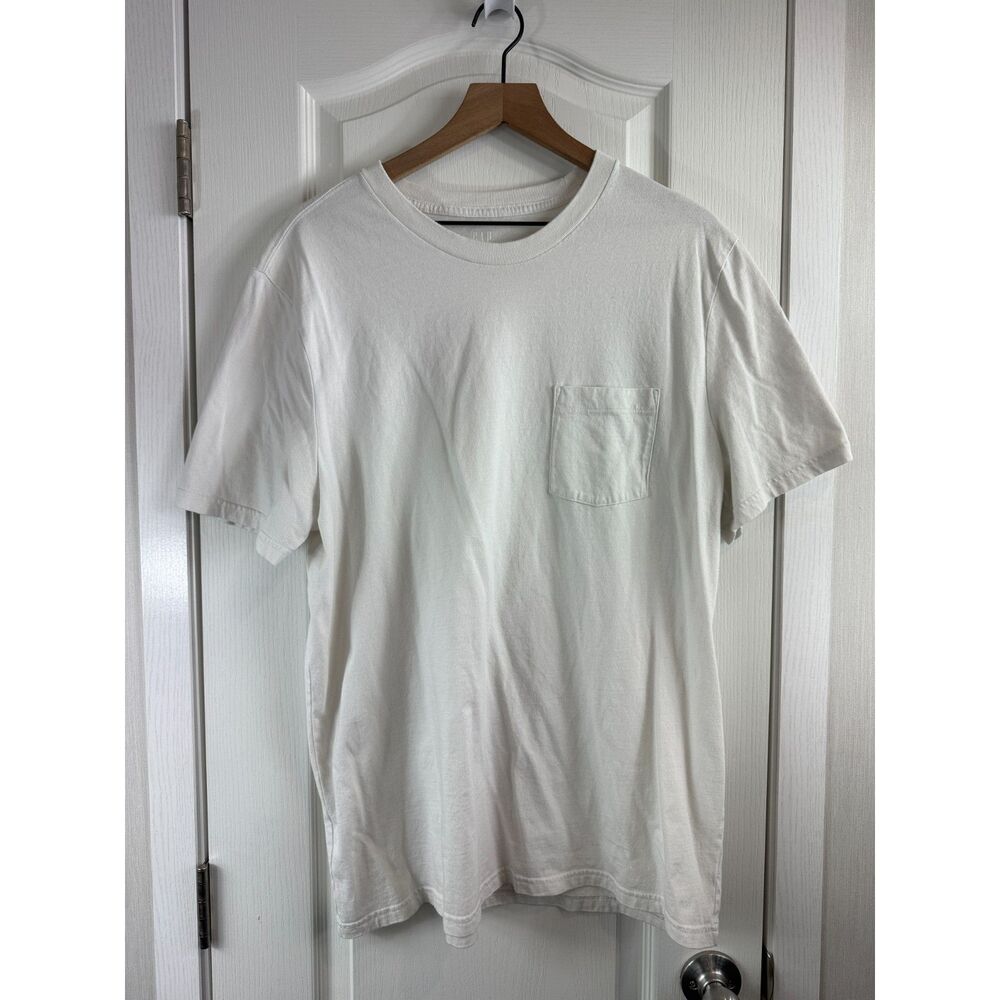 GAP Men's Pocket T Shirt XL Ivory Off White Organic Cotton Standard Fit Tee
